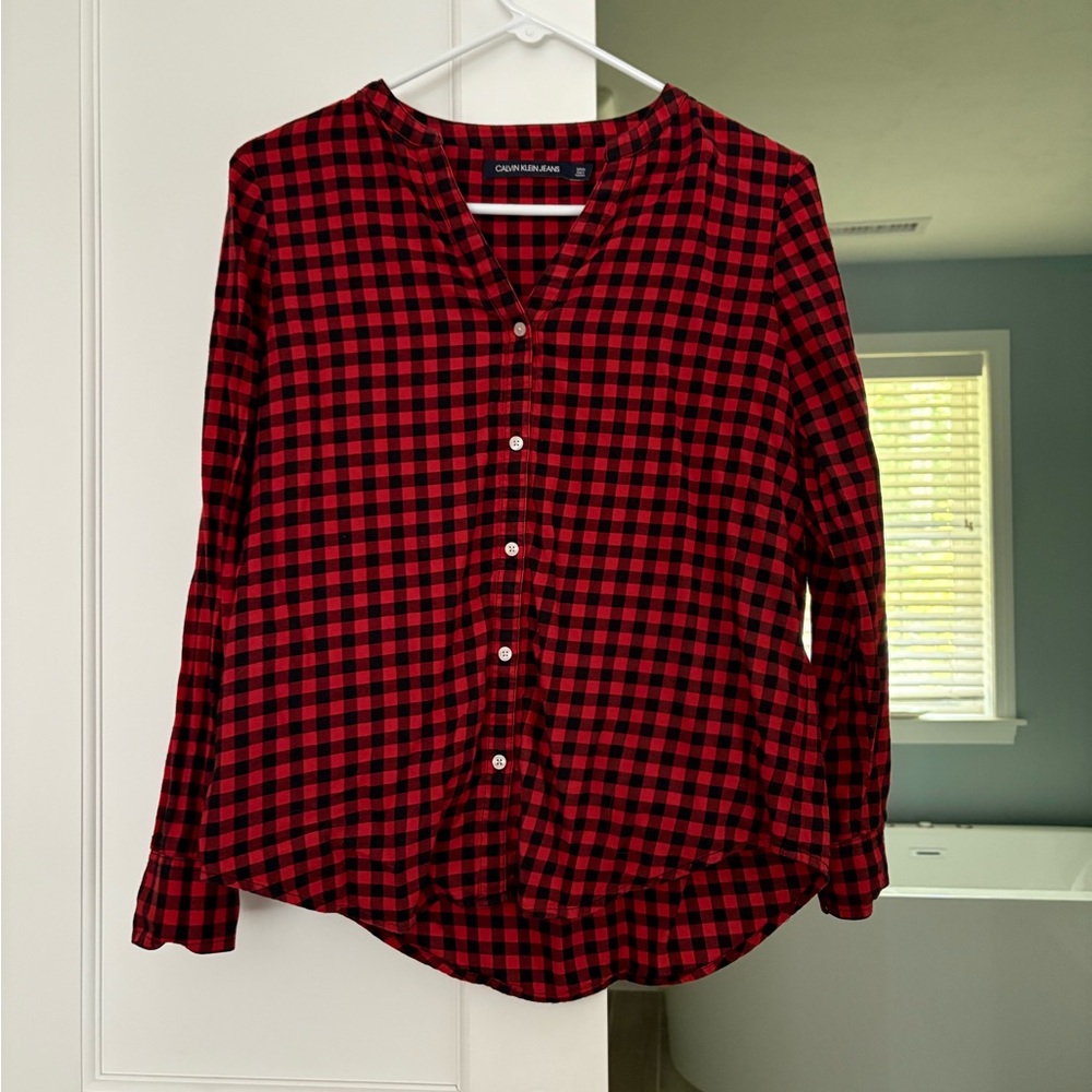 Calvin Klein Jeans Red and Black Checkered Shirt